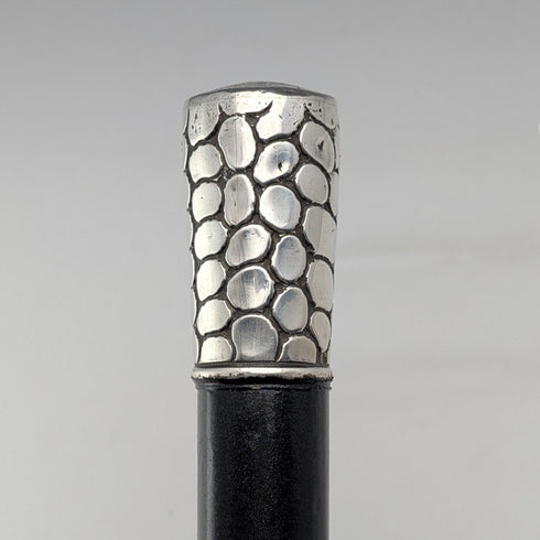 米国アンティーク ブラックシャフト クロコダイル調純銀装飾ハンドル ステッキ 杖 80cm